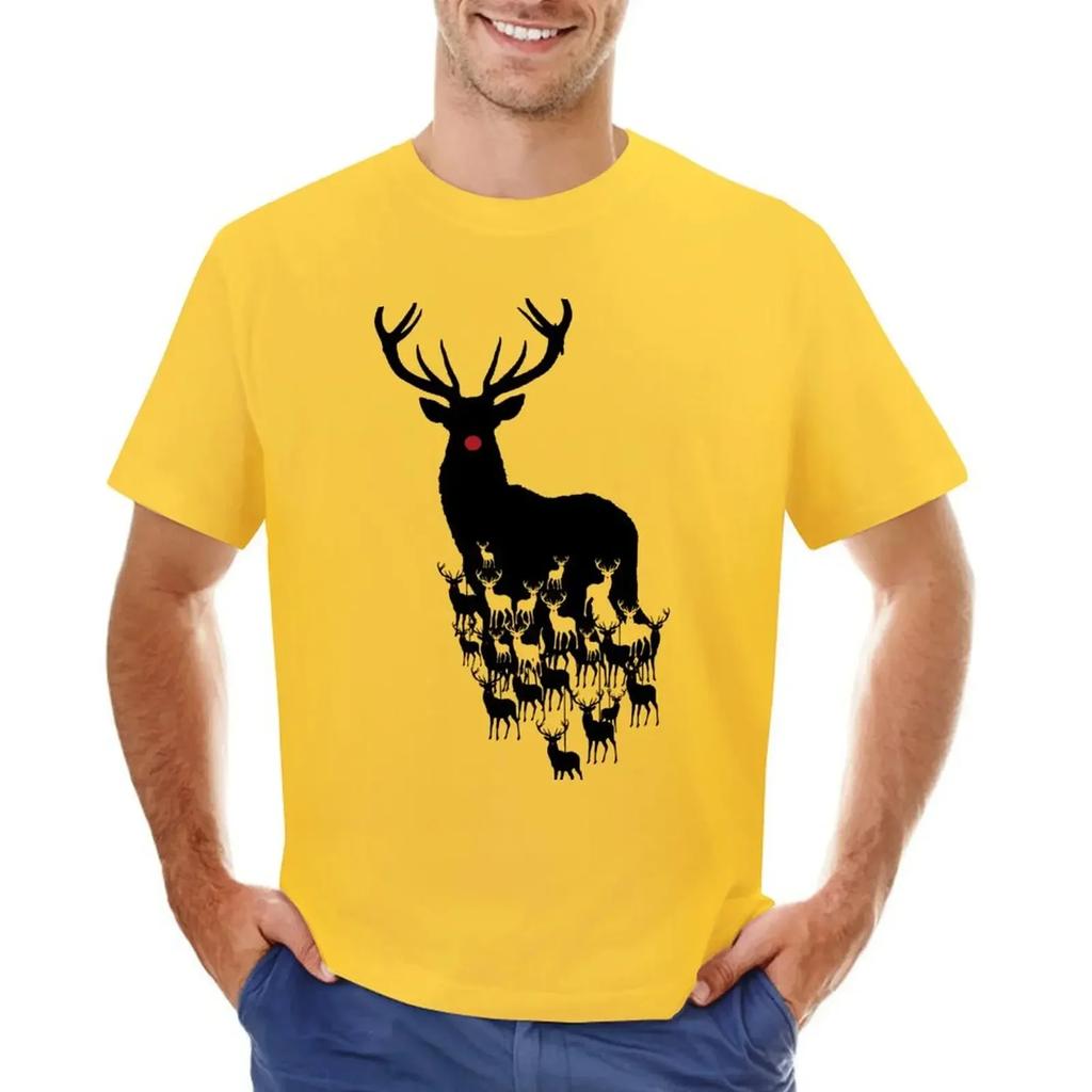 Rudolph the Red Nosed Reindeer Pattern T-shirt Tees Funnys Big and Tall T Shirts for Men
