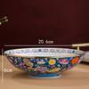 Gold Stroke 8 Inches Large Soup Bowls Salad Bowl Ceramic Plate Palace Style Restaurant Home Ten Thousand Flower Enamel Tableware