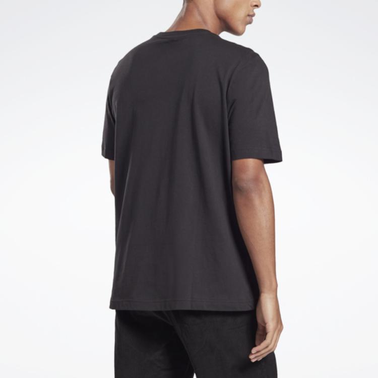 Reebok Logo Casual Breathable Round Neck Short Sleeve T-Shirt Unisex T-Shirt Black GU3886