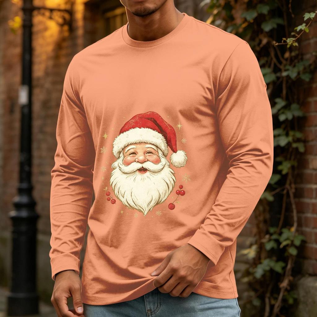 Men's Casual Christmas Long Sleeve Neck Tee