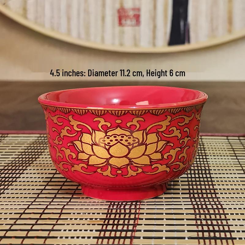 Bol d'offrande Lotus en céramique pour la salle bouddhiste - Grand et petit pour sept ou huit offrandes auspicieuses