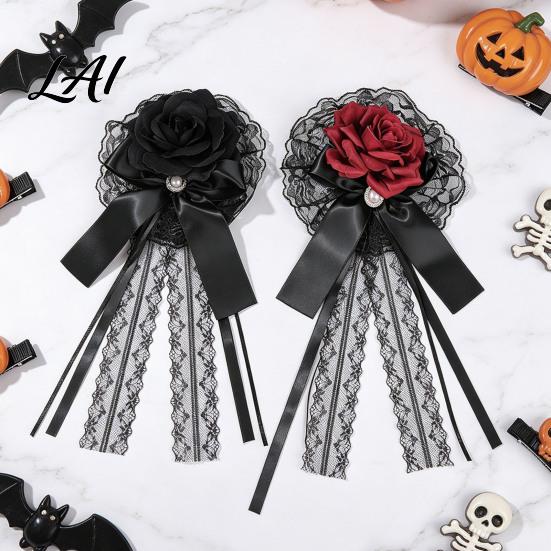 Decorative Hair Pieces for Women Rose Bow Clip Lace Pearl Hairpin Lolita Gothic Bowknot Satin Ribbon Accessories Hairpin Bride Cosplay Party Wedding