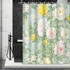 Watercolor Peony Curtain - Vintage Spring Theme, Waterproof, Hooks Included, Bath Decor