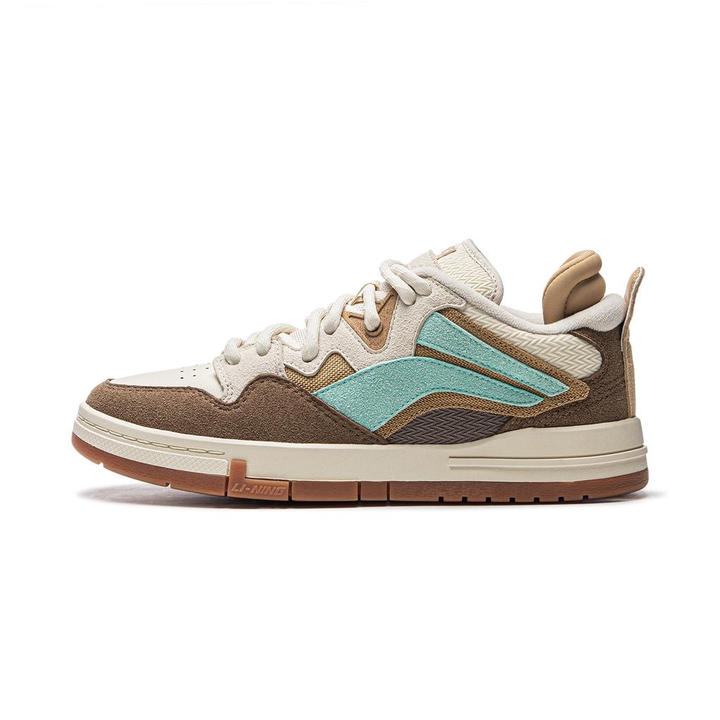 Li-Ning Minimalist Casual Non-Slip Shock Absorbing Low-Top Skate Shoes Women sneakers Brown Gray Green AECU038-1