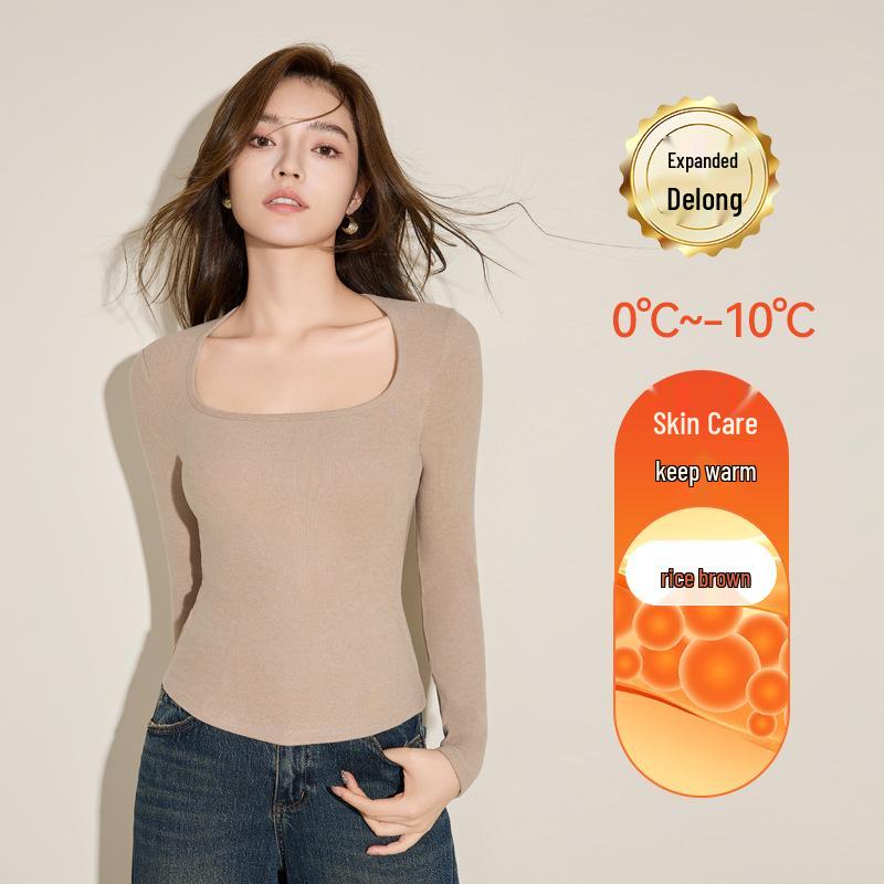 10A Antibacterial Women's Warm Velvet Long-Sleeve Top with Chest Pads, Self-Heating for Autumn/Winter
