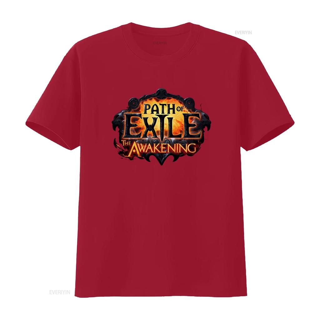 Men S Path of Exile The Awakening Video Game Promo T Shirt 4XL XXXXL Design Gaming Vintage Washed Versatile Slightly Fashion