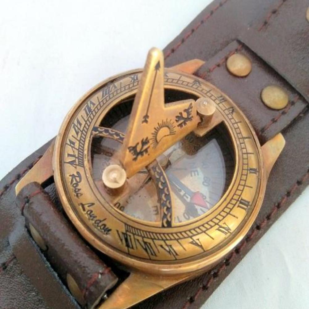 Vintage námořní náramkové hodinky s ručně vyrobeným kompasem – 6,35 cm, perfektní sběratelský dárek, funkční námořní dekorace