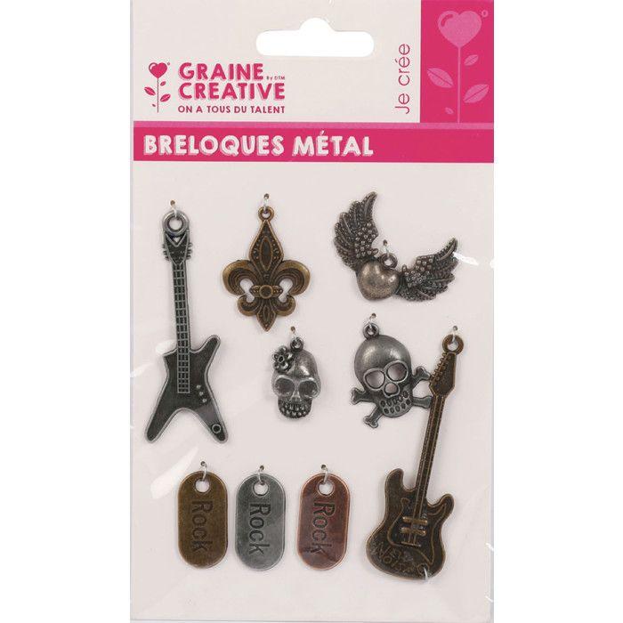 SACHET DE 9 BRELOQUES ROCK METAL