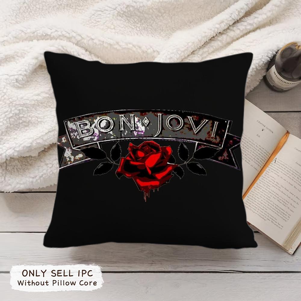 Band BBon JJovi Cushion Cover Soft Plush Fabric DoubleSided Printed Pillowcase for All Seasons Home Decor