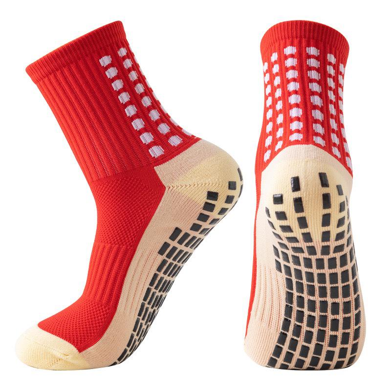 Unisex Anti-Slip Breathable Mid-Calf Football Socks with Moisture-Wicking Terry Sport Bottom