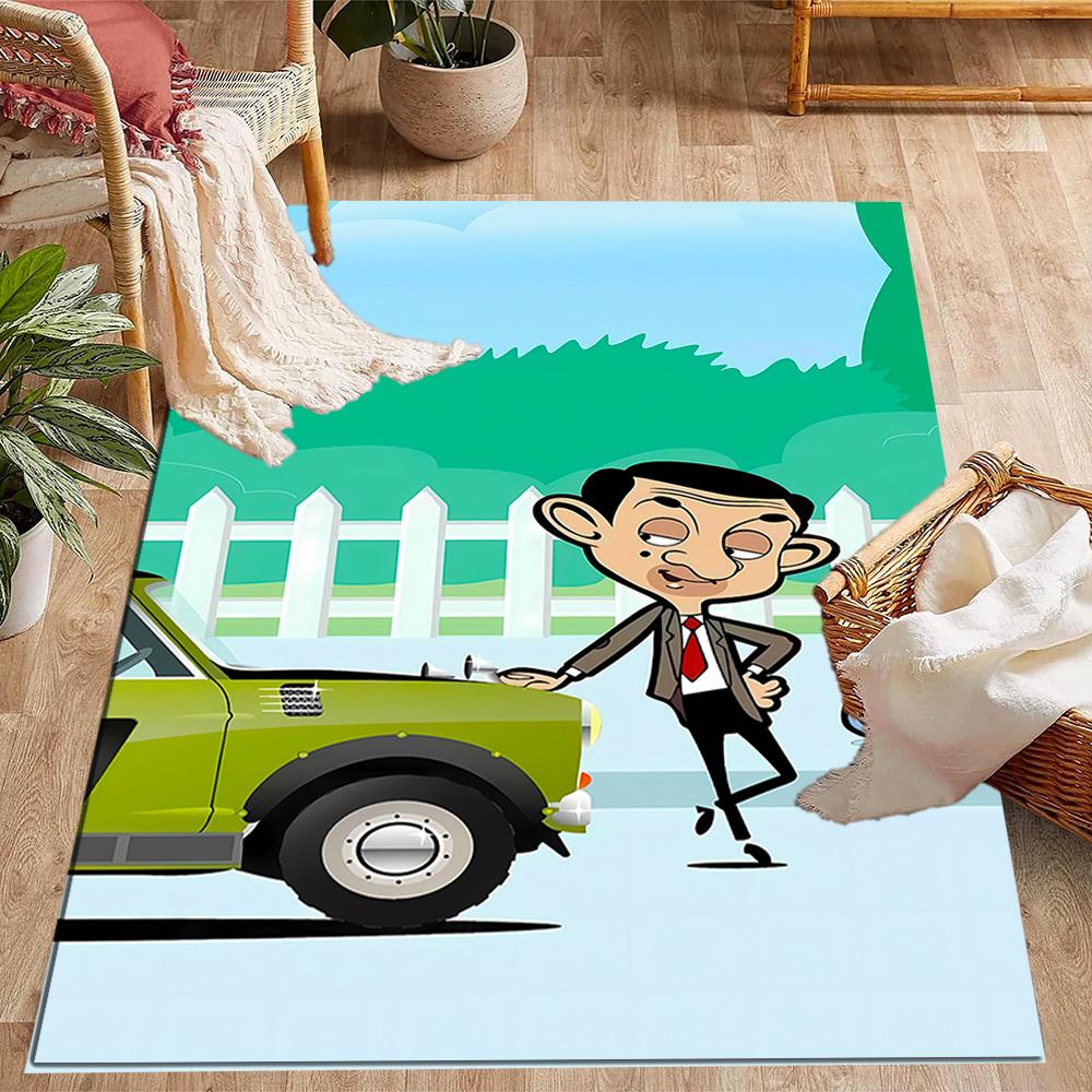 Mr Bean's Silly Adventure Themed Anti-Slip Rugs - Polyester Home Decor, Suitable for Bedrooms, Living Rooms, Doorways, Studios, and Decorations