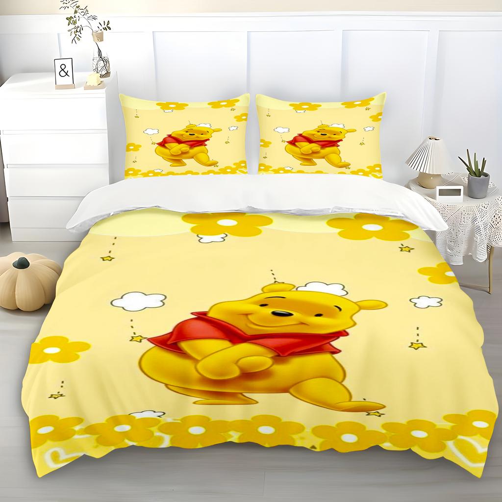 Winnie The Pooh Quilt Cover Set Soft And Durable A Must-Have For Children'S Bedrooms. Brushed Fabric With Zipper Closure.