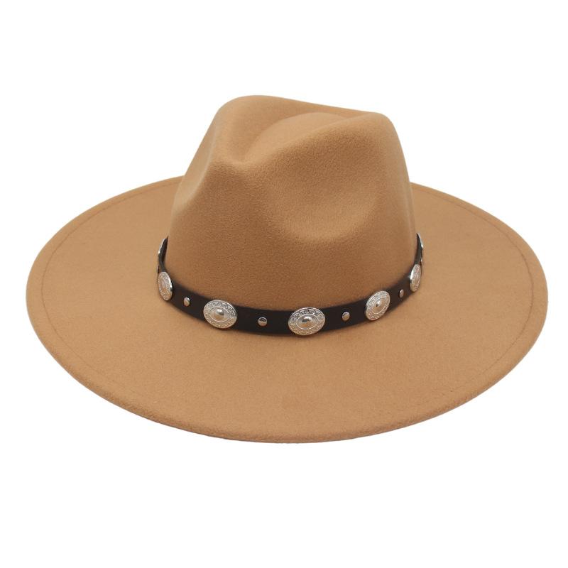 Plus Edge Felt Top Hat Jazz Hat Gentleman Ladies Wind Metal Sheet Hat
