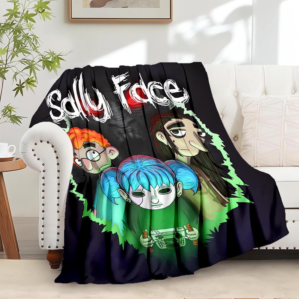 1pc Sally Face,Cartoon ,Horror Theme Flannel Blanket  Lightweight Soft for All Seasons, Ideal for Couch, Office, Bed, Travel, Camping  Throw72