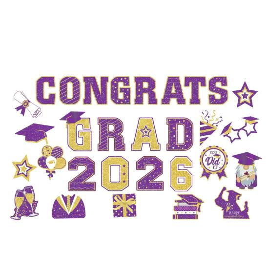 

30Pcs Graduation Car Magnetic Stickers Waterproof Reusable 2026 Senior Grad Car Decorations Bumper Magnets for Refrigerator Metal Surfaces Party D