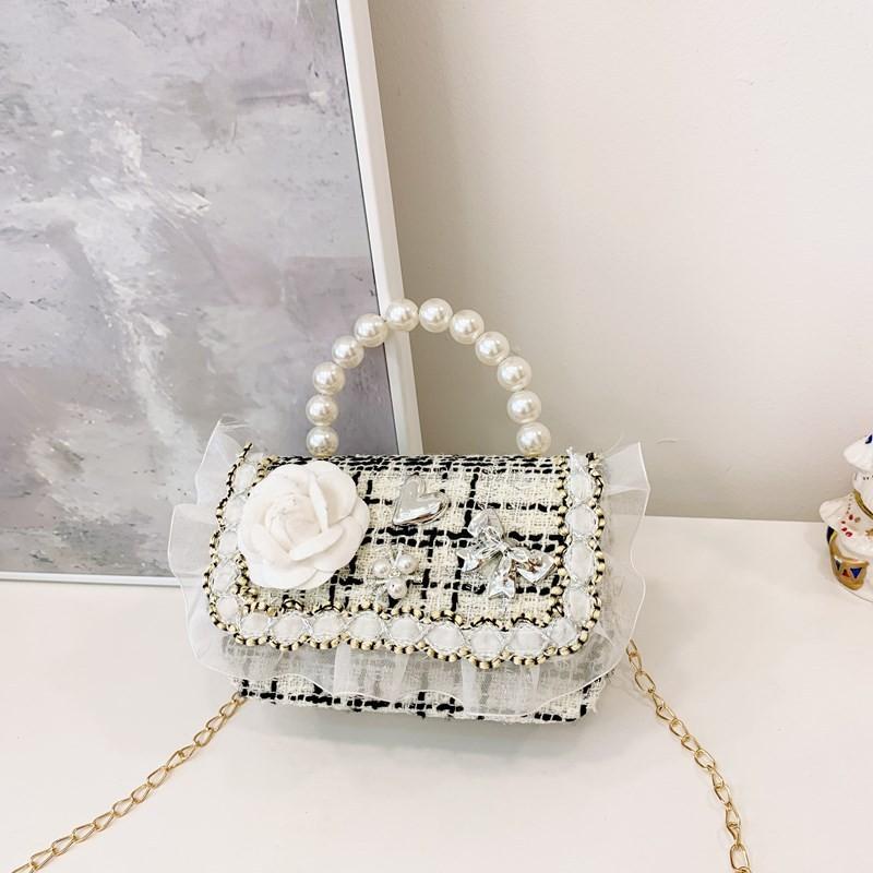 Crossbody Kids Stylish Bag With Cute Bow And Pearl Chain Trendy Design Korean