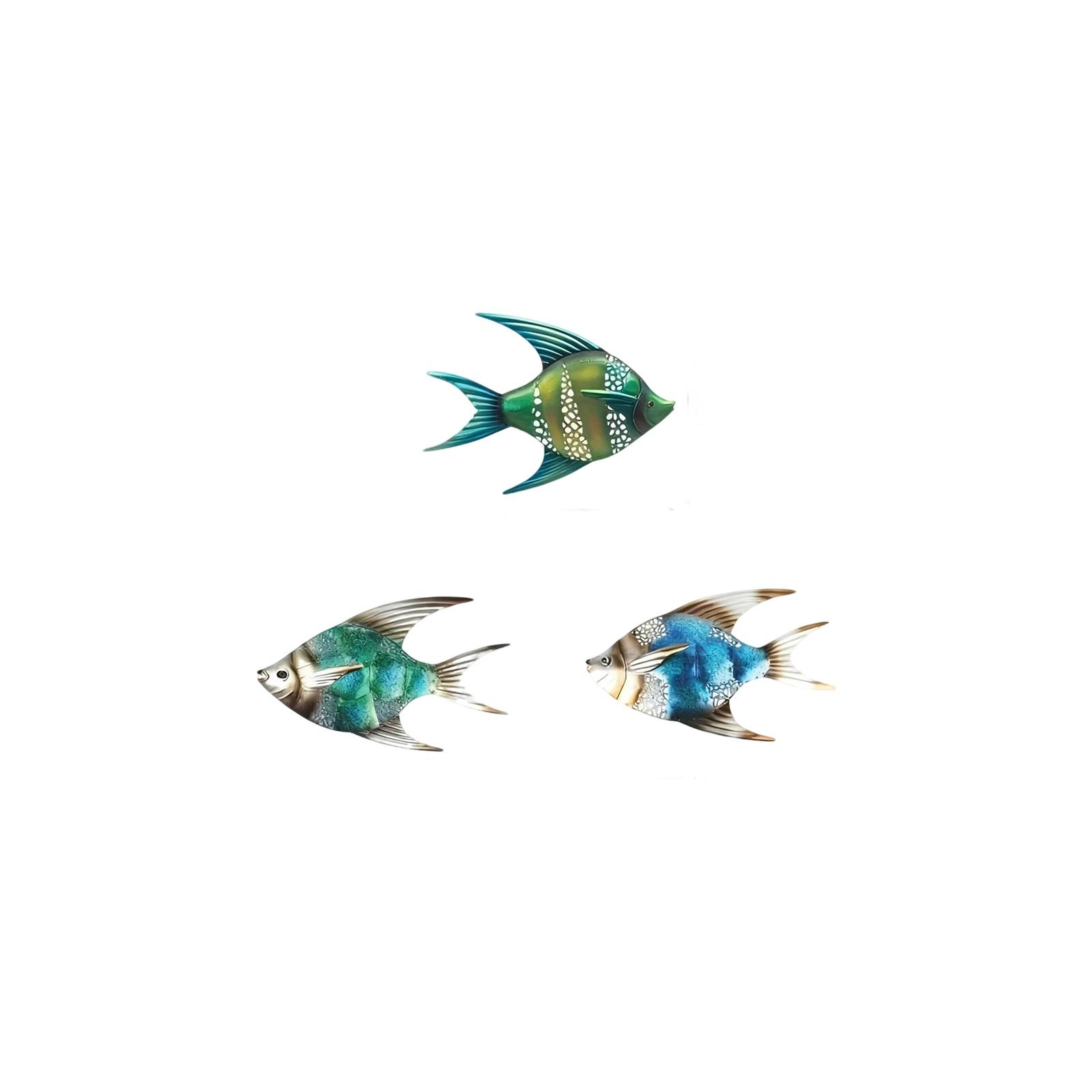 

Set of Three Tropical Fish Metal Wall Art Ocean Style Home Decor Hanging Sculpture for Indoor Outdoor Display one size