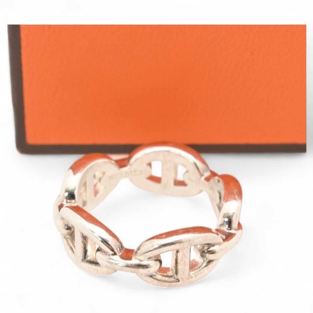 Auth HERMES Chaine d’Ancre Enchaine PM Ring Size 52 Silver 925 he7463se Used