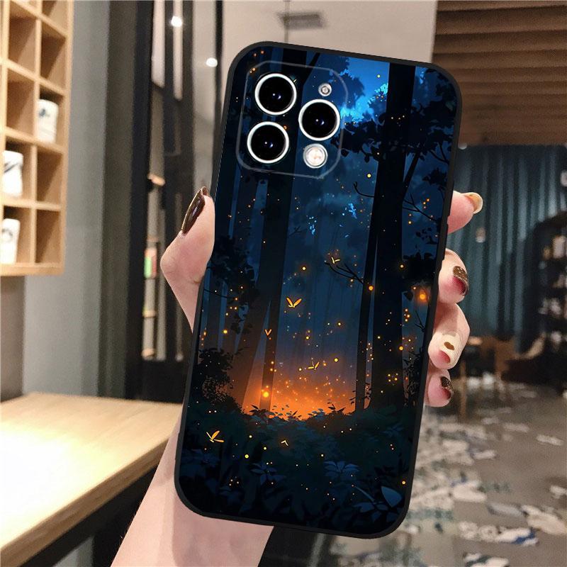 Forest Night Butterfly Tree Moon Phone Case For Iphone 15 14 Pro Max 13 12 11 Pro Max XSMax XR 12 13 Mini 14 Plus