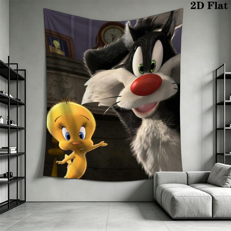 Sylvester the Cat Wall Tapestry Aesthetic Wall Hanging Printed Fabric Blanket Decorative Tapestries for Bedroom Living Room Home Decor