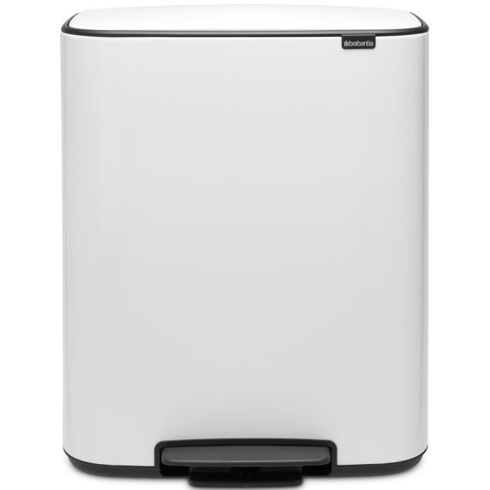 Poubelle Bo BRABANTIA - A pédale - Avec 1 seau intérieur - 60 L - Blanc