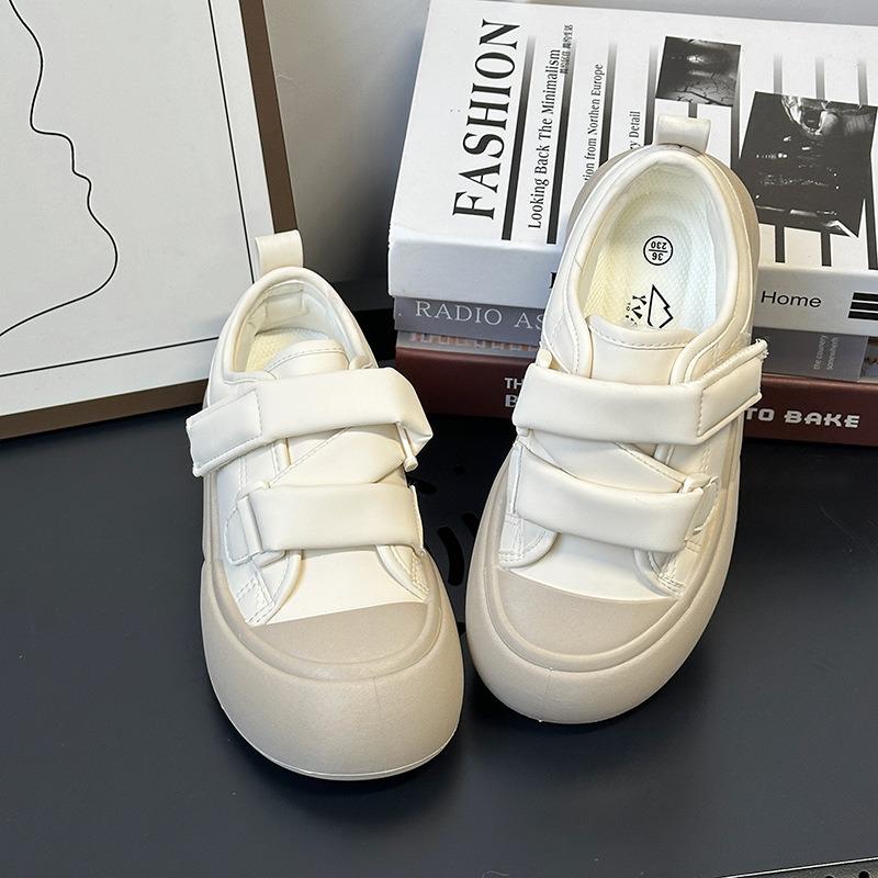 0 Cream Velcro Little White Shoes Women's Spring New Ugly Cute Niche Big Head Shoes