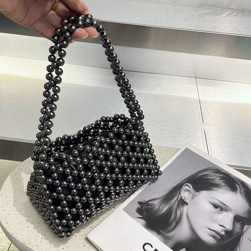 Handmade Bead Bag, High-end Sense, Retro Shiny Woven Chain Women's Crossbody Bag