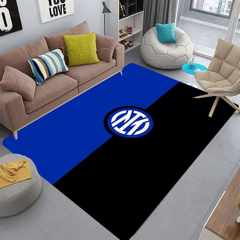 Inter Milan Emblem Dynamic Background Carpet Printing Living Room and Bedroom Mats Dormitory Decoration Protective Pad Art