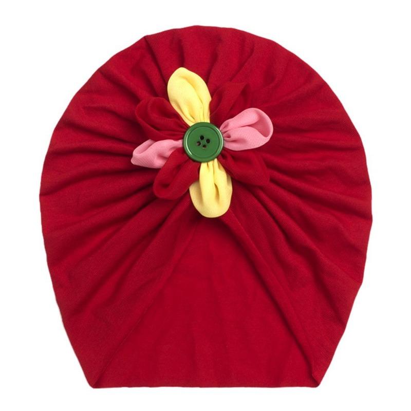 New children's button flower pullover hat, creative and comfortable baby hat, thin baby cap