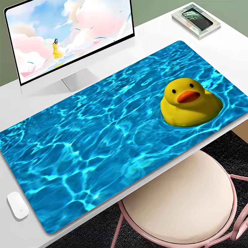 Cute Kawaii Swimming Duck XXL Mouse Pad HD Print Large Gaming Keyboard Mat Non-Slip Rubber Base with Stitched Edges for Office