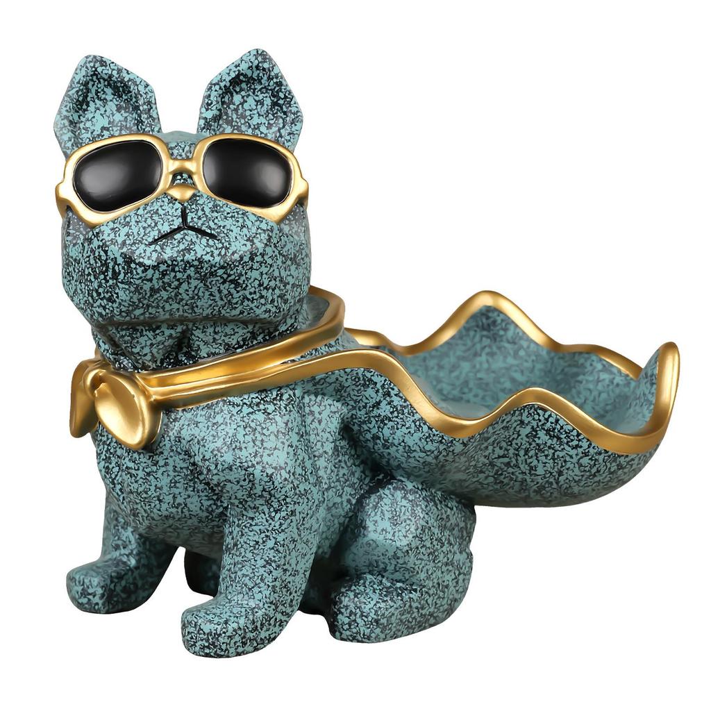 Resin Dog Figurine Basket - Home Decoration Ornament (Poodle, Myna, Bulldog)