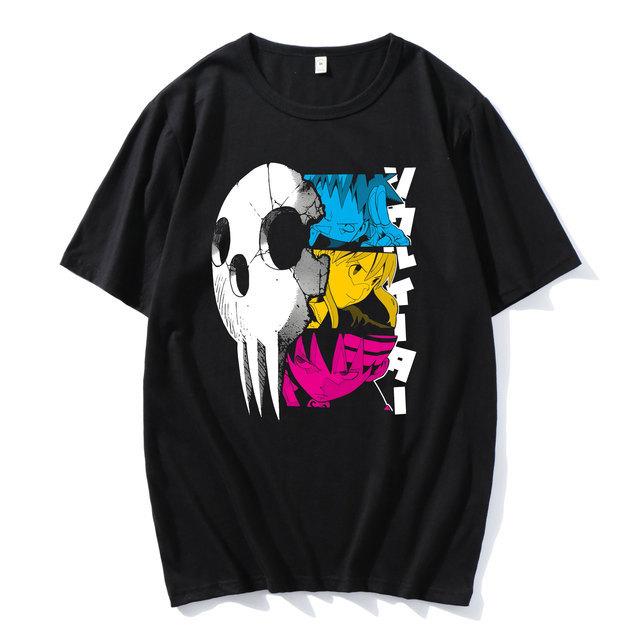 Cross-border new pure cotton two-dimensional animation soul eater printed men's clothing loose casual Japanese T-shirt men's short sleeves ins