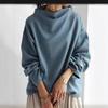 Autumn Winter Solid Color Long Sleeved Pullovers Fashion Semi High Neck Women's Casual Loose Bottom Top