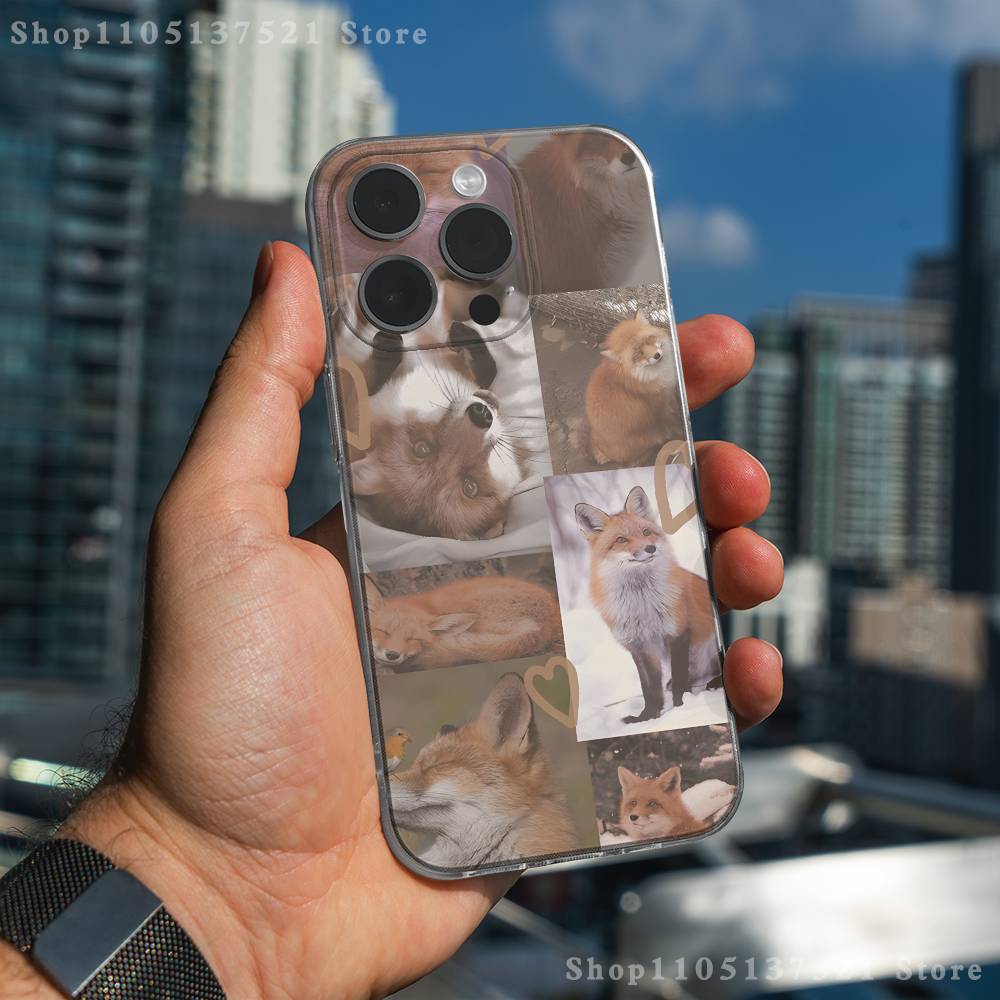 Cute Fox Animal Phone Case For iPhone 17,16,11,15,13,14,12,Air,Mini,Plus,Pro,Max,Plus,E Clear Soft Shell iPhone14Plus