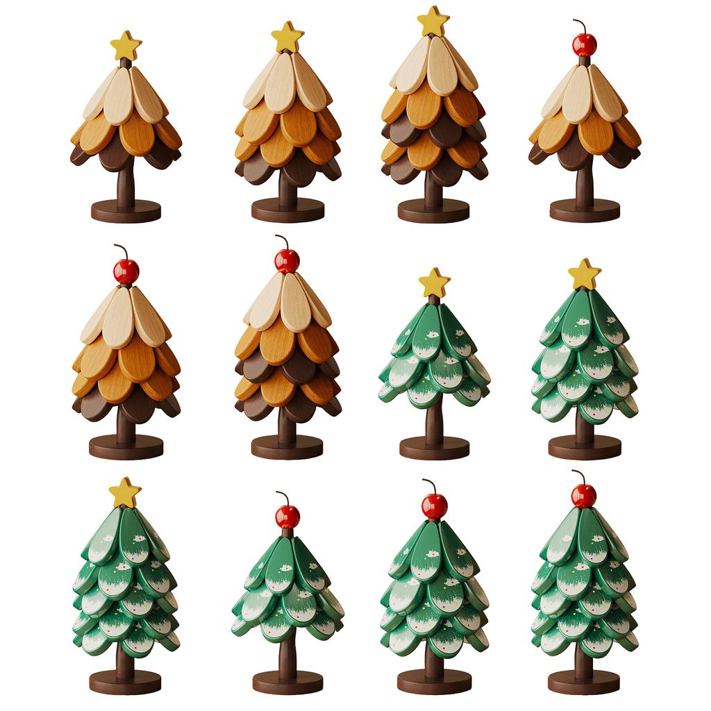 Wooden Christmas Tree Coasters for Bowls Teapots Drinks Plates Tree Shape Trivet Wooden Tree Trivets for Home and Restaurant