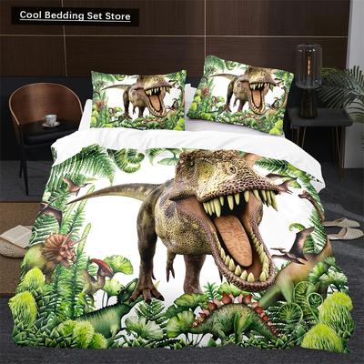 Kreslený Dinosauří Povlak na Peřinu King Queen Size Téma Jurského Světa Ložní Sada pro Děti Chlapce Starověké Zvíře Polyesterový Povlak na Přikrývku