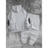 Retro Men's Casual Hooded Sweatshirt and Drawstring Waistband Sweatpants Set with Letter Design Pattern Print Suitable for Casual Wear