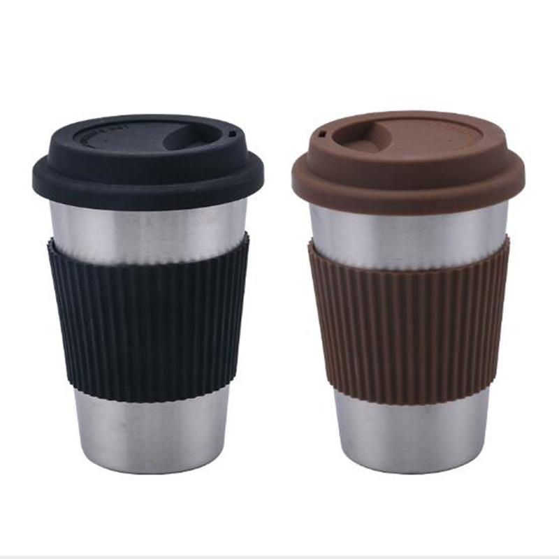 Industrieller Stil Edelstahl Kaffeetasse Becher mit Deckel Kaffee Milchbecher Büro Kaffee Tee Tassen Reisebecher Geschenke