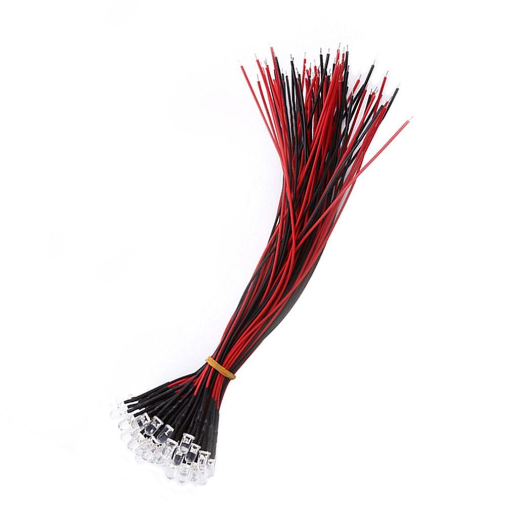 50PCS White Light LED Diodes 5mm Size Pre Wired LED Low Power Light Emitting Diodes  DIY Projects