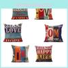 Premium Housse De Coussin Carr Coton Imprim Lettres Rtro Mlang For Timeless Elegance
