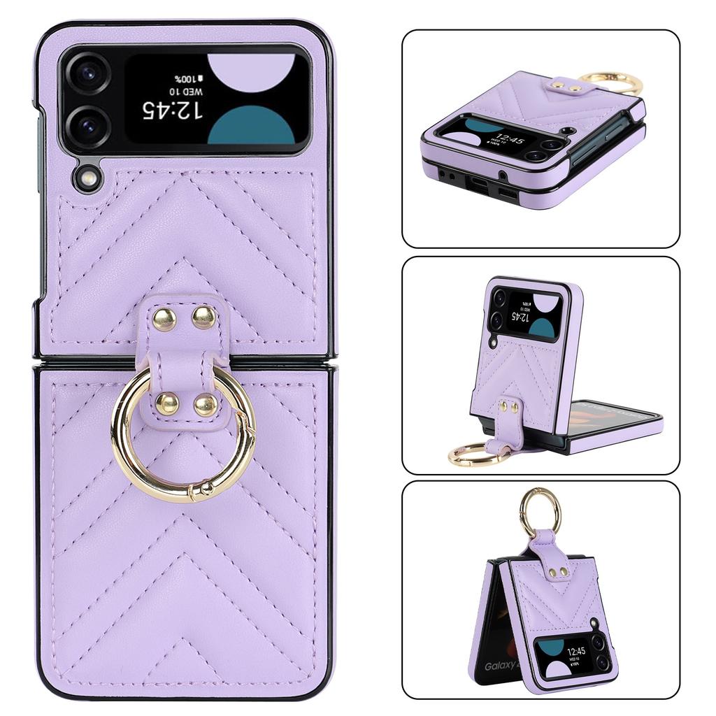 Z Flip5 Folding Mobile Phone Case Ring Suitable for Samsung Flip6 Small Fragrance Style Sub Mobile Phone Case Leather Case