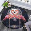 Flamingos In Moonlight Round Area Rug,Carpet Rug for Living Room Bedroom Sofa Playroom Decor,Non-slip Floor Mat