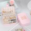PVC Letter Leather Portable Jewelry Box Double Earrings Earrings Ring Jewelry Storage Box