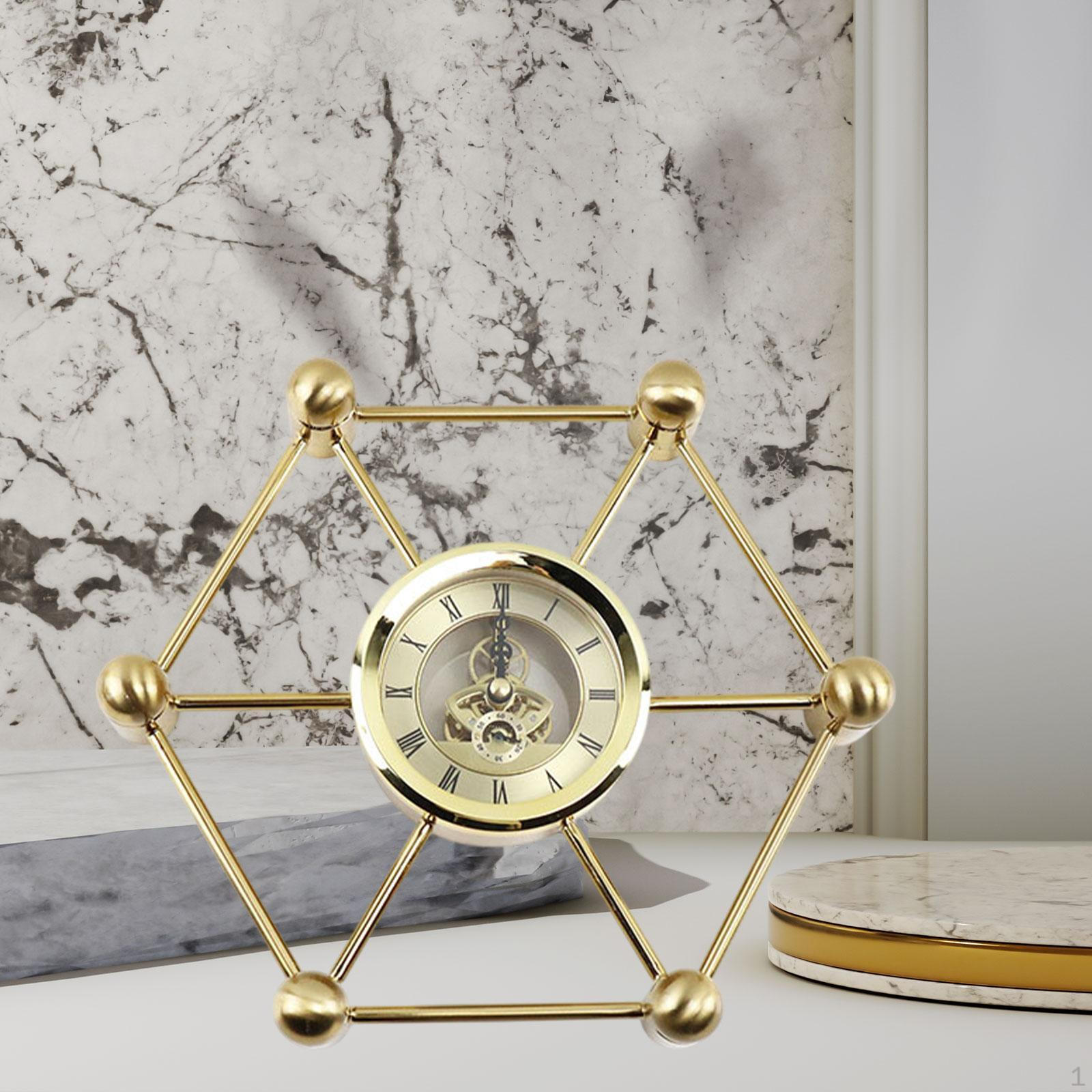 

Геометричний годинник для прикраси столу. Металевий аксесуар для дому. Подарунок. Сучасний безшумний годинник. Житло Hexagon