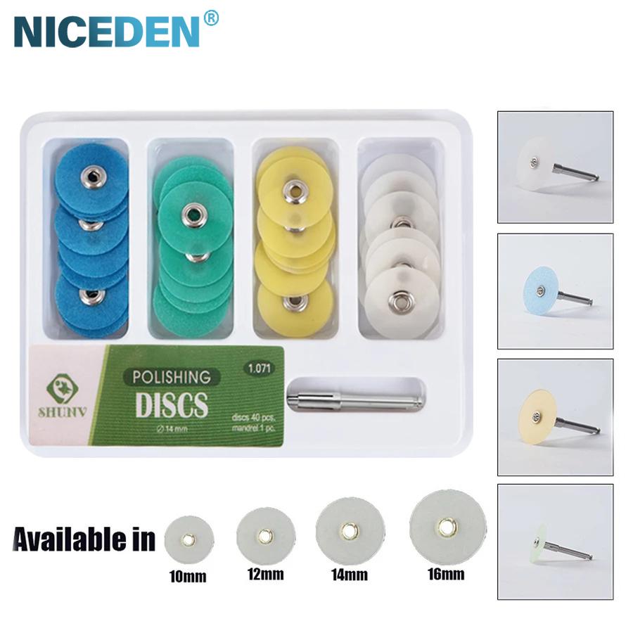 NICEDEN 40Pcs/box Dental Polishing Discs Dental Composite Polishing Disc Gross Reduction Contouring Mandrel Stripes Set