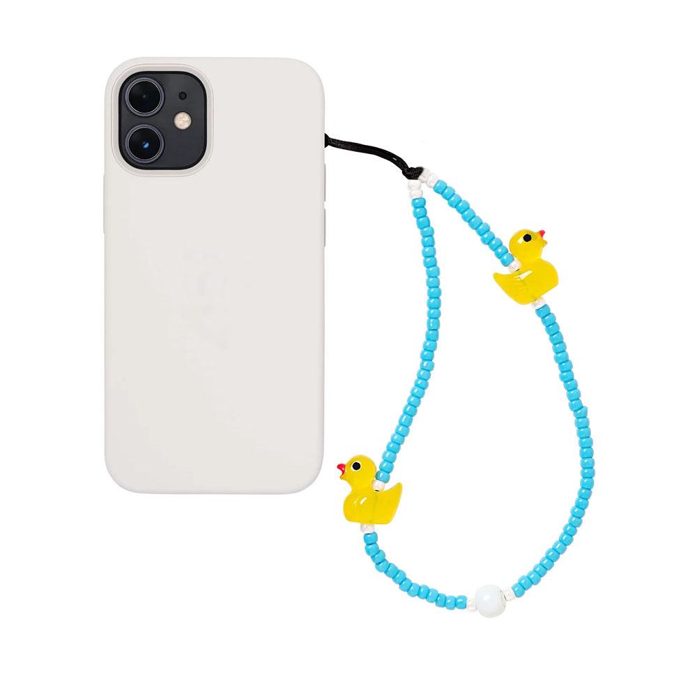 Colorful Beaded Duck Charm Phone Lanyard – Cute Glass Beads Chain for Women