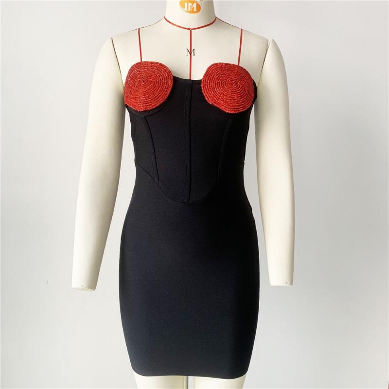 New love bandage dress tube top slim temperament tight women's niche evening dress