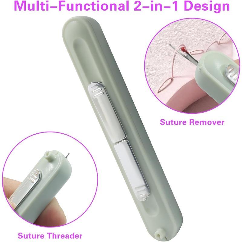 2 in 1 Easy Threader Sewing Needle Threading Tool for Elderly Multifunction Hand Sewing Tool with Built-in Thread Cutter Ripper