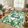 Floral Garden Theme Crystal Velvet Rug Personalized Custom Name Text Soft Floor Mat Home Decor