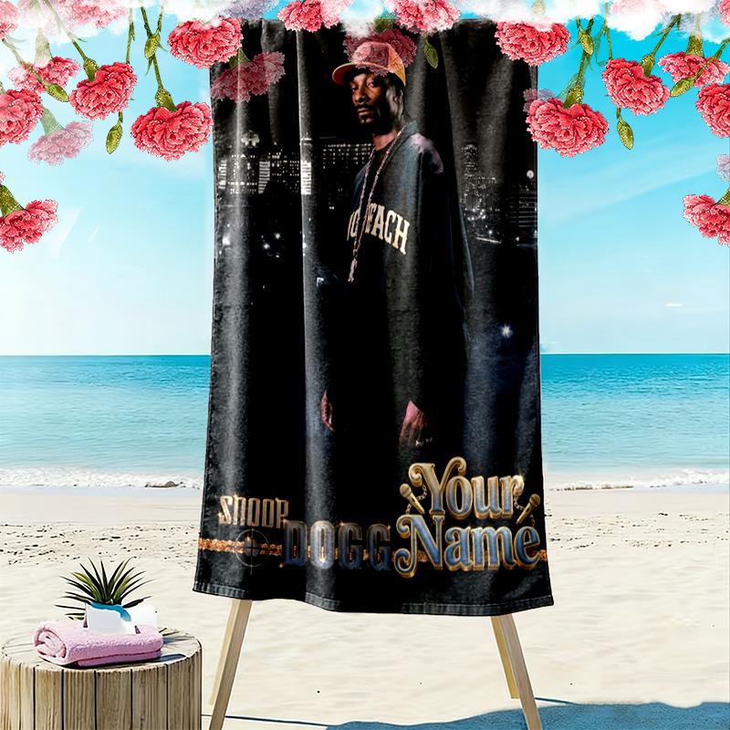 Name Custom Snoop Dogg Print Beach Towel, Large Soft Quick Dry Towel for Beach Camping Swimming